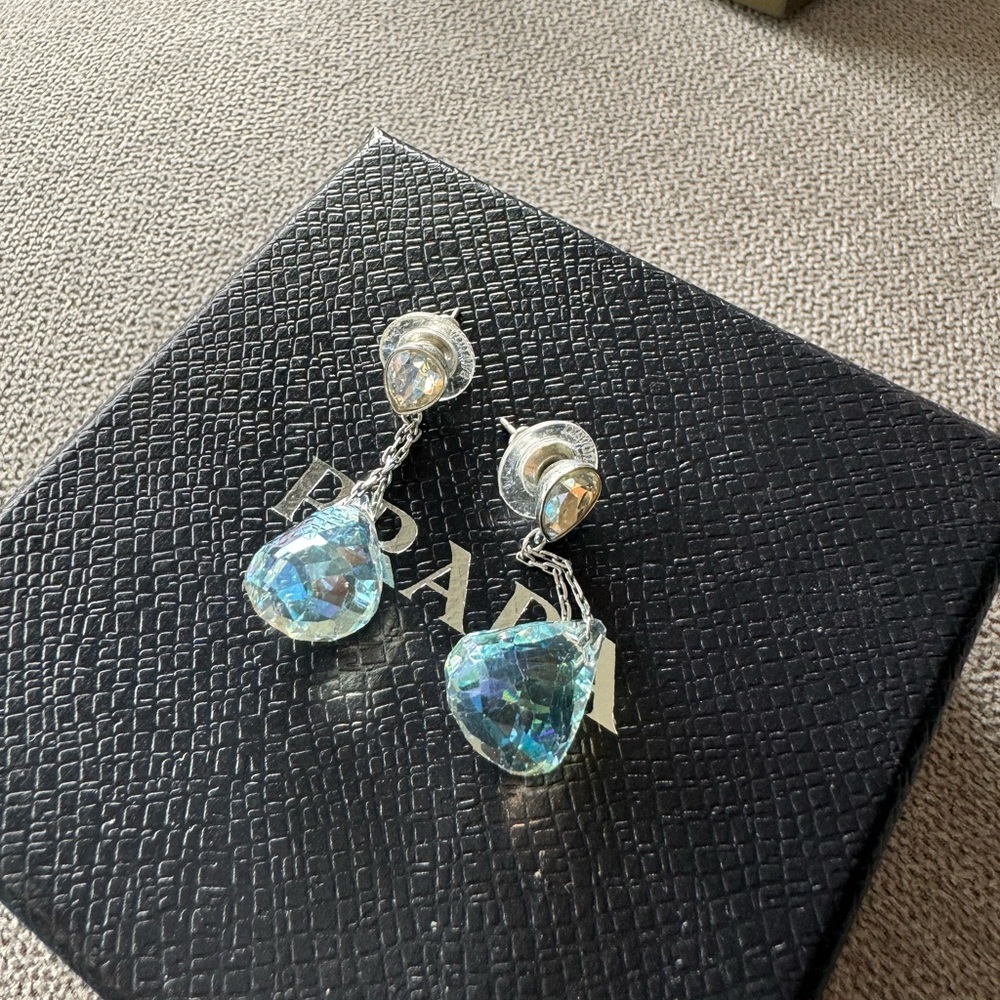 Swarovski Elegant Silver and Blue Drop Earrings